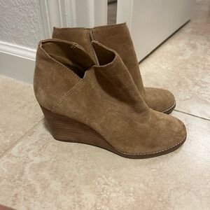 Lucky Brand Brown Suede Wedge Booties